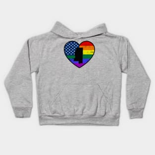 Mississippi United States Gay Pride Flag Heart Kids Hoodie